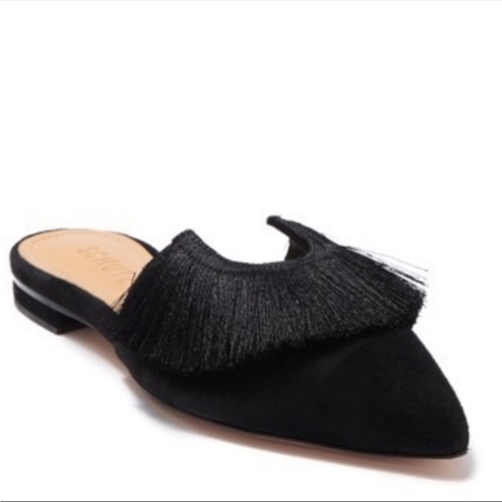 SCHUTZ Black Fringe Mules